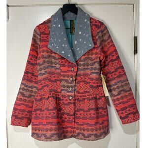 Arrata Silent Journey Blazer Jacket Pink Size Small NWT Embroidered Peplum